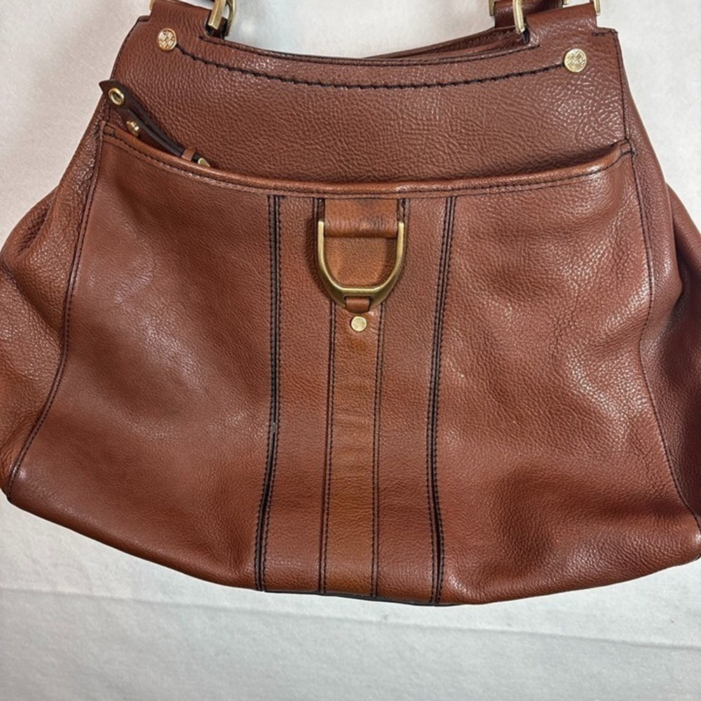 Cole Haan Hobo Bag Womens Large Brown Leather Excellent Braided Strap D-Ring - Picture 3 of 12